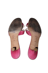 Manolo Blahnik pink lizard sandal heels (38)