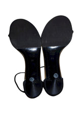 Sergio Rossi black satin heels with multicolor pearls (38)