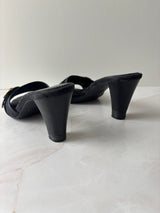 Coach US 6 Black Monogram Canvas Open-toe Block Heel Mule