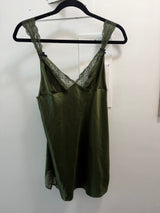 Victorias Secret Green Slip with lace and black bows