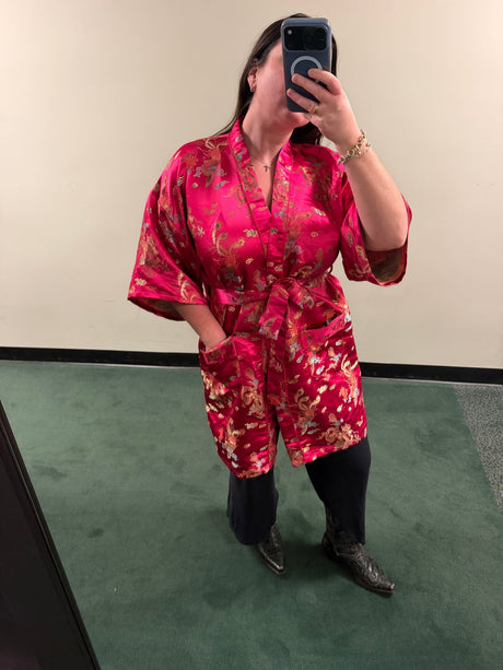 100% silk pink Asian robe/dress - tuv #103