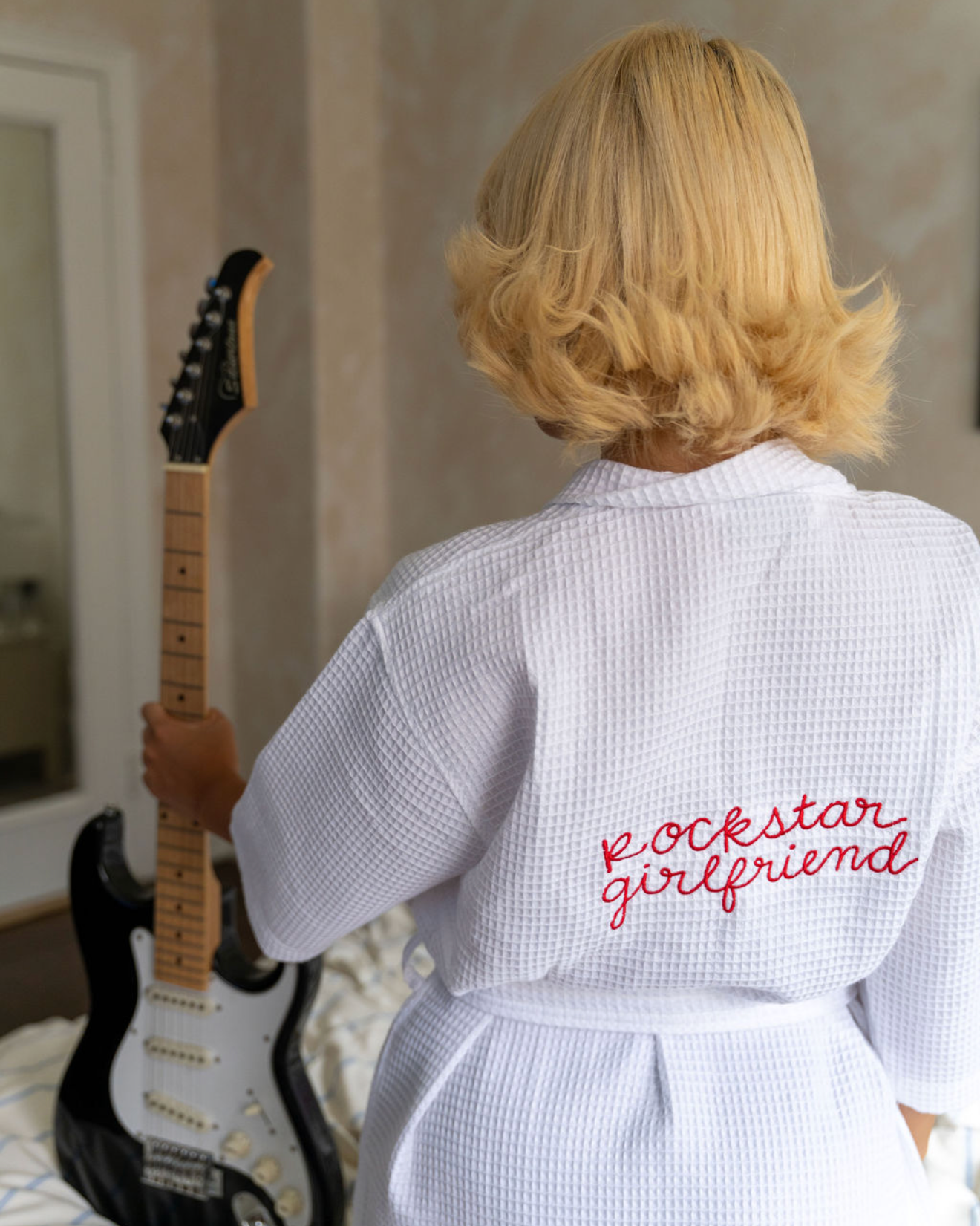 "Rockstar Girlfriend" Waffle Turkish Bathrobe