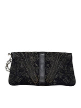 Gucci limited edition black beaded silver belt buckle clutch