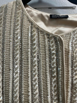 Stunning Giorgio Armani White Beaded Cropped Sleeveless Evening Jacket