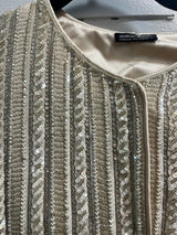 Stunning Giorgio Armani White Beaded Cropped Sleeveless Evening Jacket