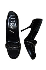 Dior black round toe heels with CD logo (39.5)