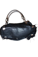 Just Cavalli large black eco leather bag with fringes