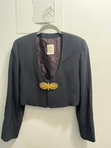 Vintage Studio 0001 Ferre Black Blazer with Gold Broach Detail size 8