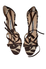 Manolo Blahnik zebra strappy heels (37.5)