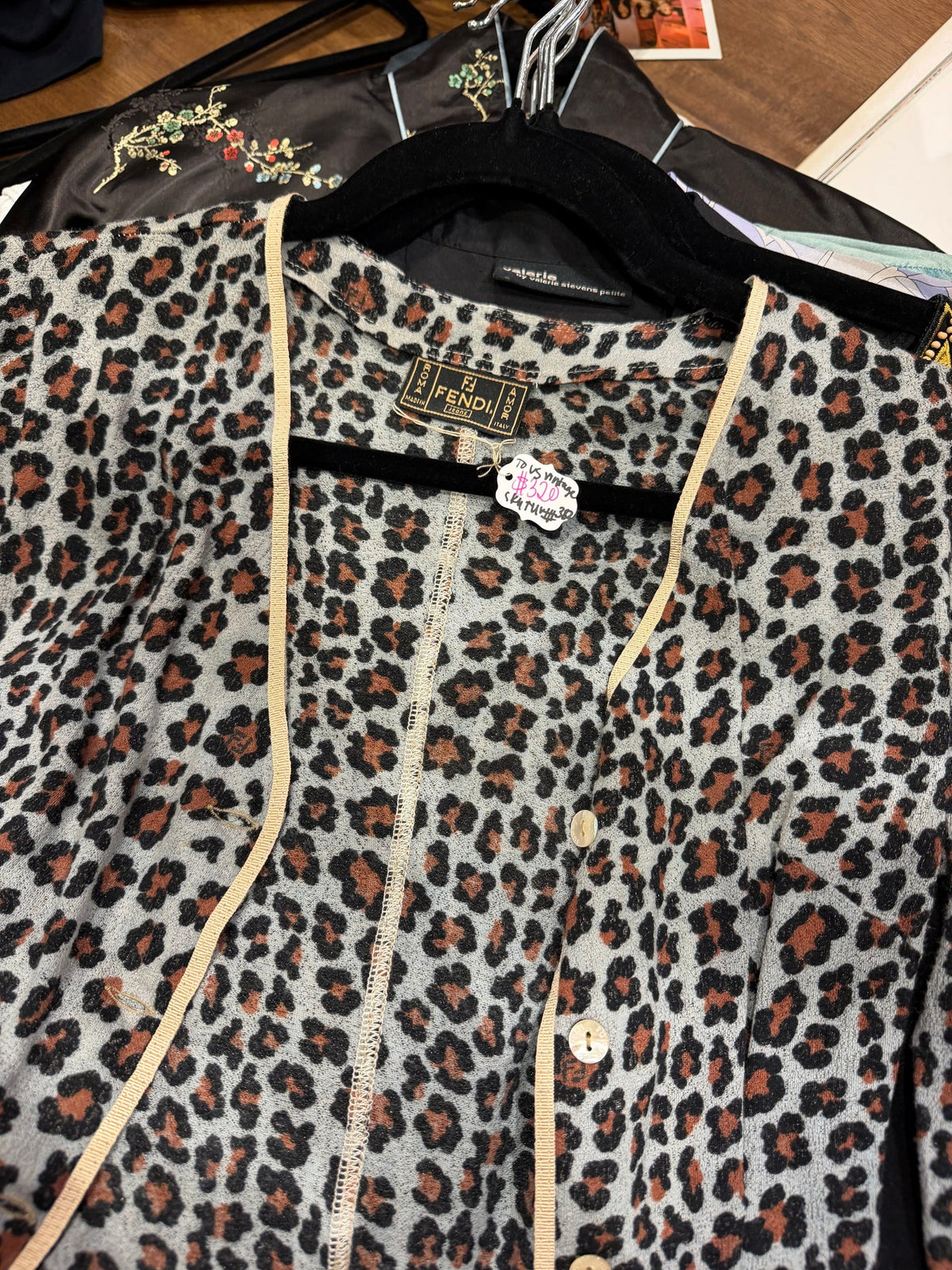 Blue Fendi Cheetah button down cardigan - SKU tuv #382