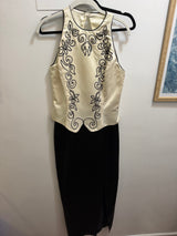 Jessica McClintock for Gunne Saxe white and black evening gown