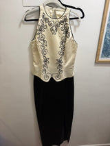 Jessica McClintock for Gunne Saxe white and black evening gown