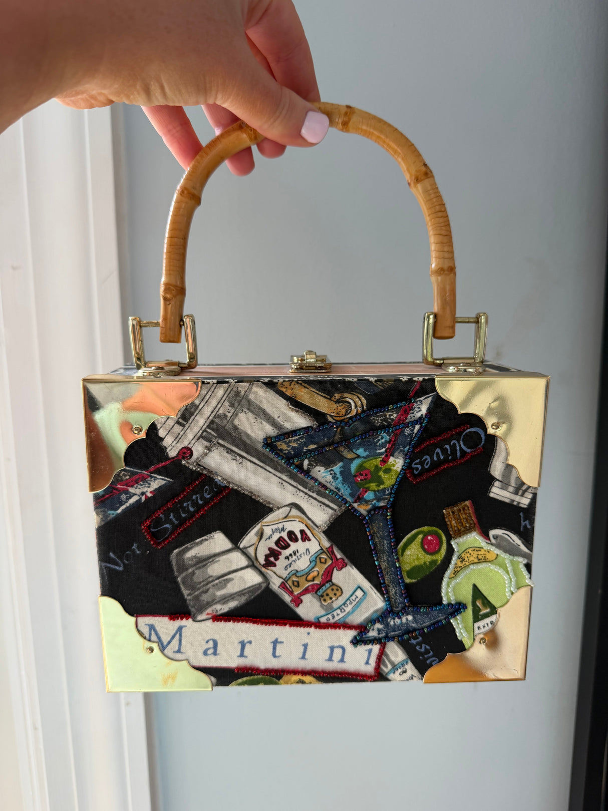 Vintage martini cigar box purse