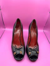 Vintage Gucci Peep Toe Heels with Bamboo Details - Size 40.5