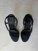 Gucci US 7 Black Leather Strappy Stiletto Sandal