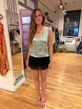 Jones Wear Petite Blue tank top bedazzled and lace size 10p sku tuv #602