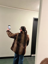 Multicolor brown fur jacket