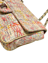 Chanel canvas watercolor clover flap bag