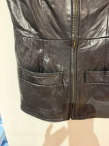 Y2K 100% leather vest gold hardware TUV #321789