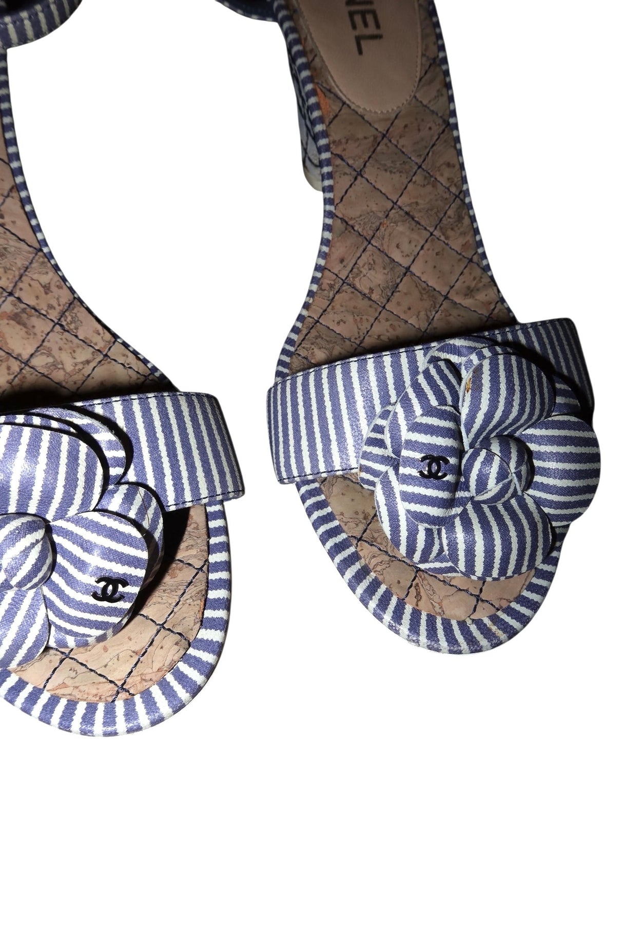 Chanel blue and white striped wedges (41.5)