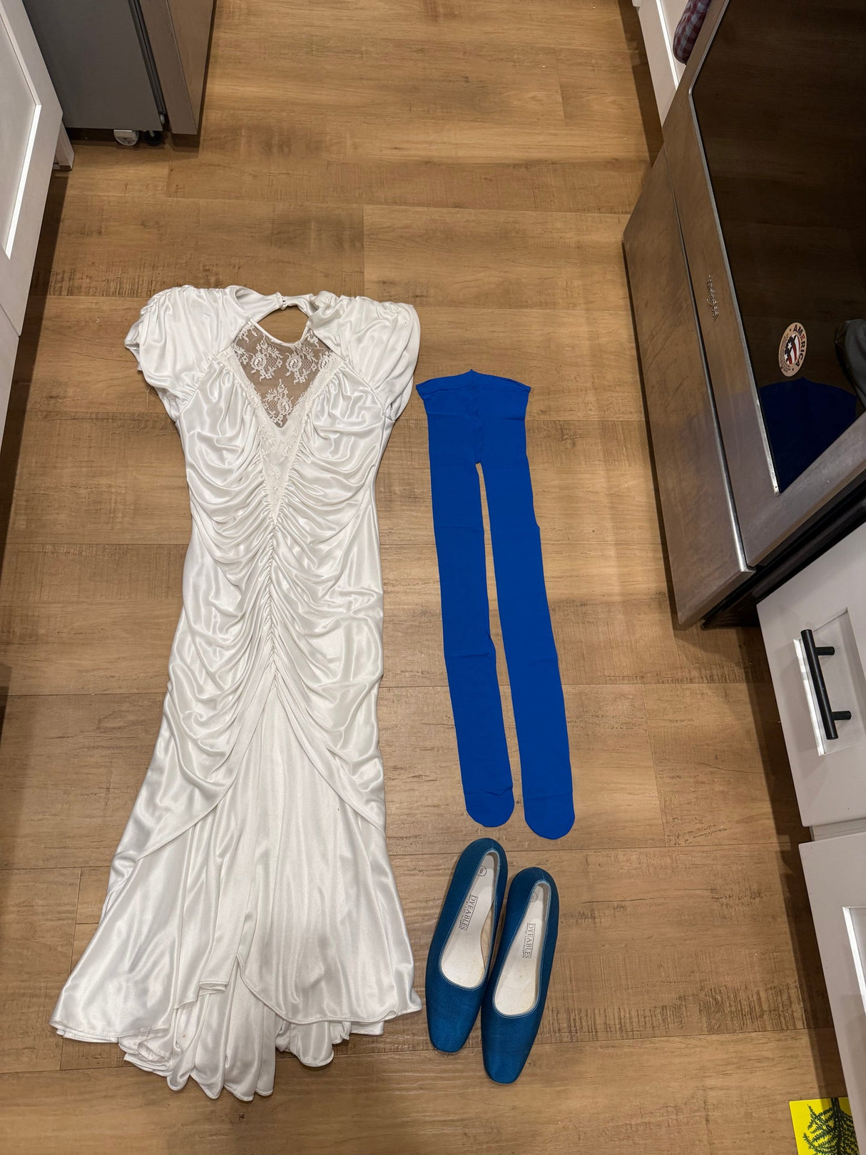 1980's White Draped Dress