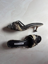 Manolo Blahnik EU 38 Grey Snakeskin Crisscross Strap Sandal