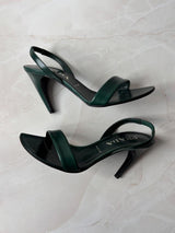 Prada EU 38 Dark Green Leather Slingback Sandal