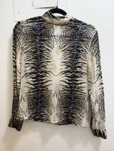 Zebra bedazzled 100% silk shirt - TUV #65768