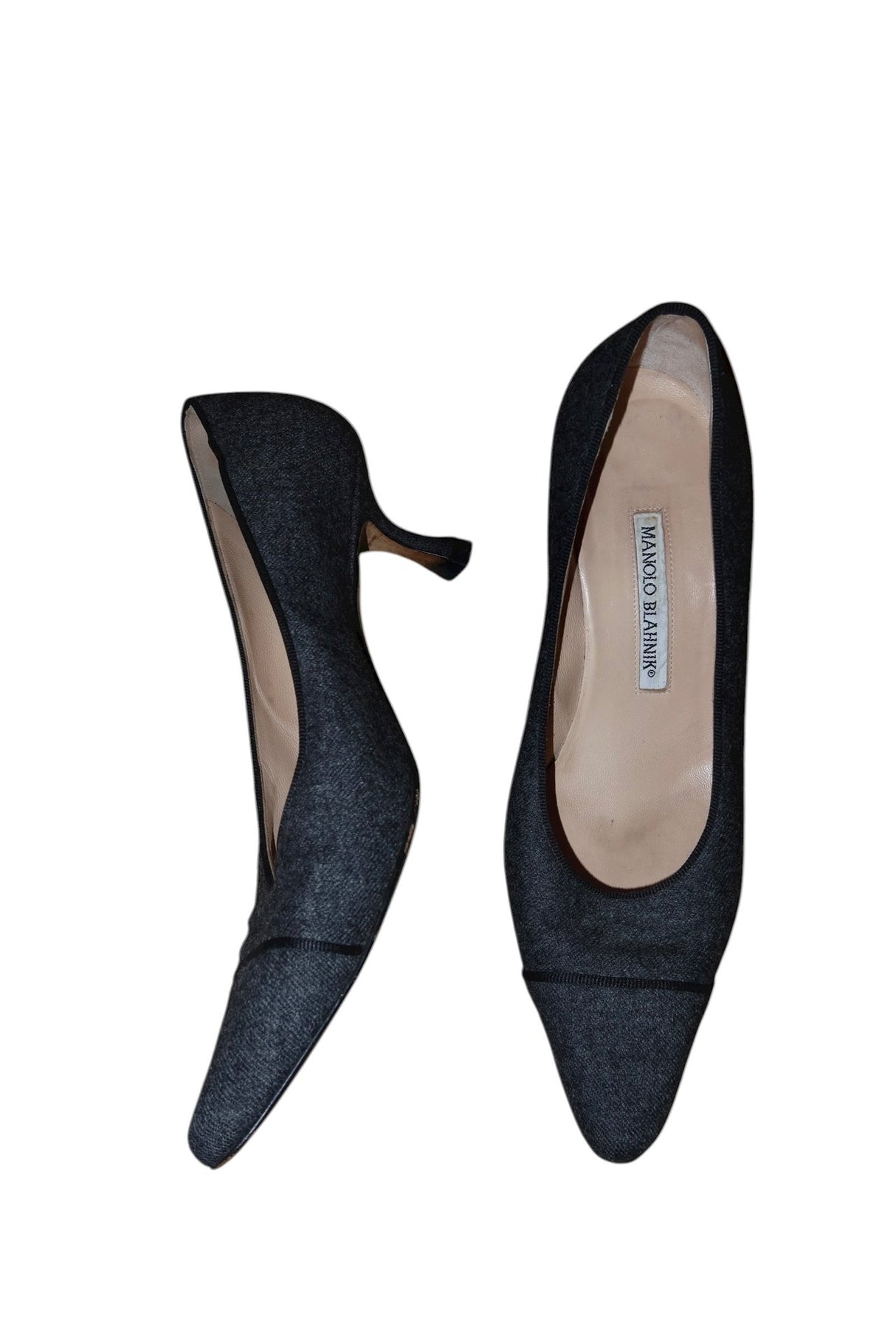Manolo Blahnik dark grey wool heels (38)