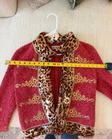 Archival Runway Fall/Winter 2004 Blumarine Coral Wool Jacket with Cheetah Print Pony Hair Accents