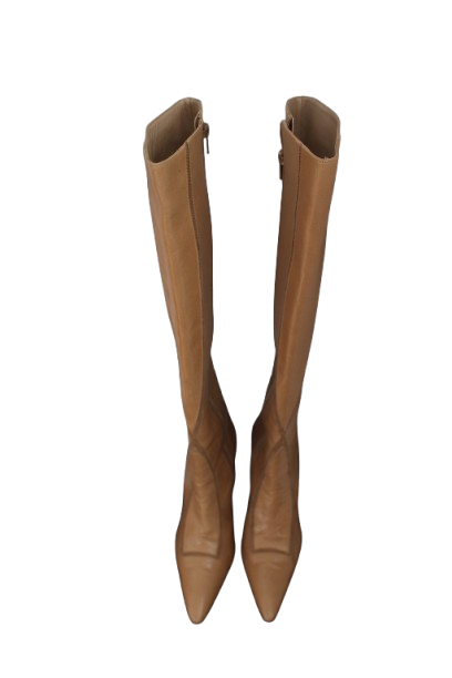 Beige Detail Knee-High Manolo Blahnik Boots