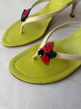 Coach US 9 Rare Ladybug Green Leather Thong Sandal