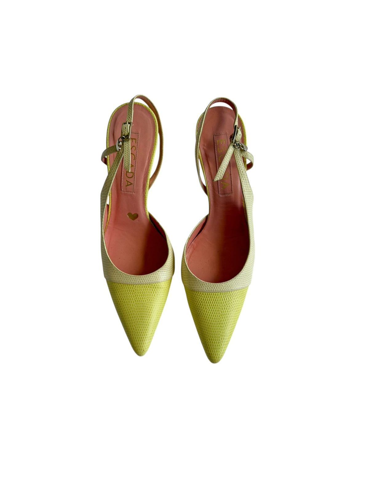 Escada two tone yellow slingback heels (36)