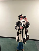 Mohl New York Fur Company Calf Hair Cow Hide Print Jacket with detachable hood
