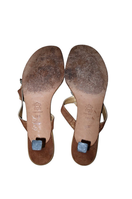 Manolo Blahnik gold pearls and lizard sandal heels (39.5)