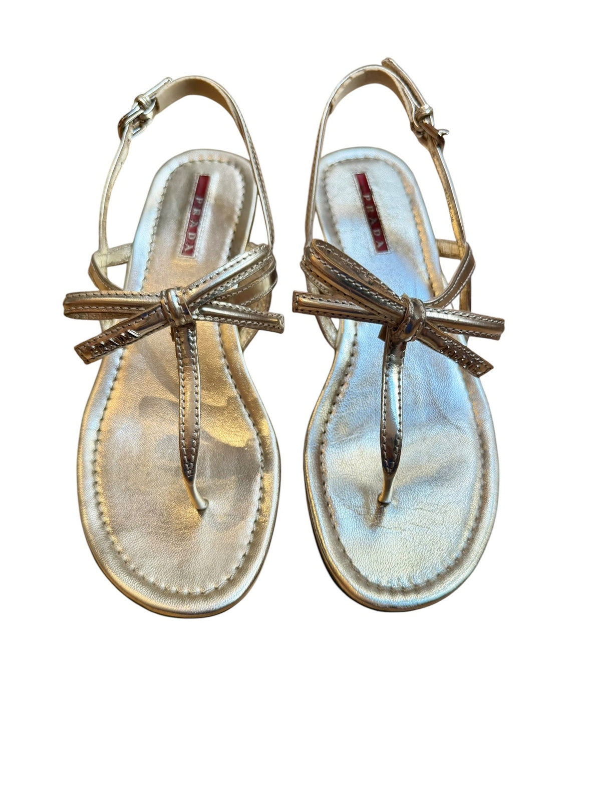 Prada gold sandals with bows (36)