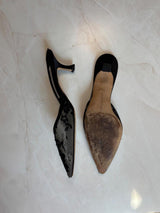 Manolo Blahnik EU 36 Black Lace Pointed Toe Mule