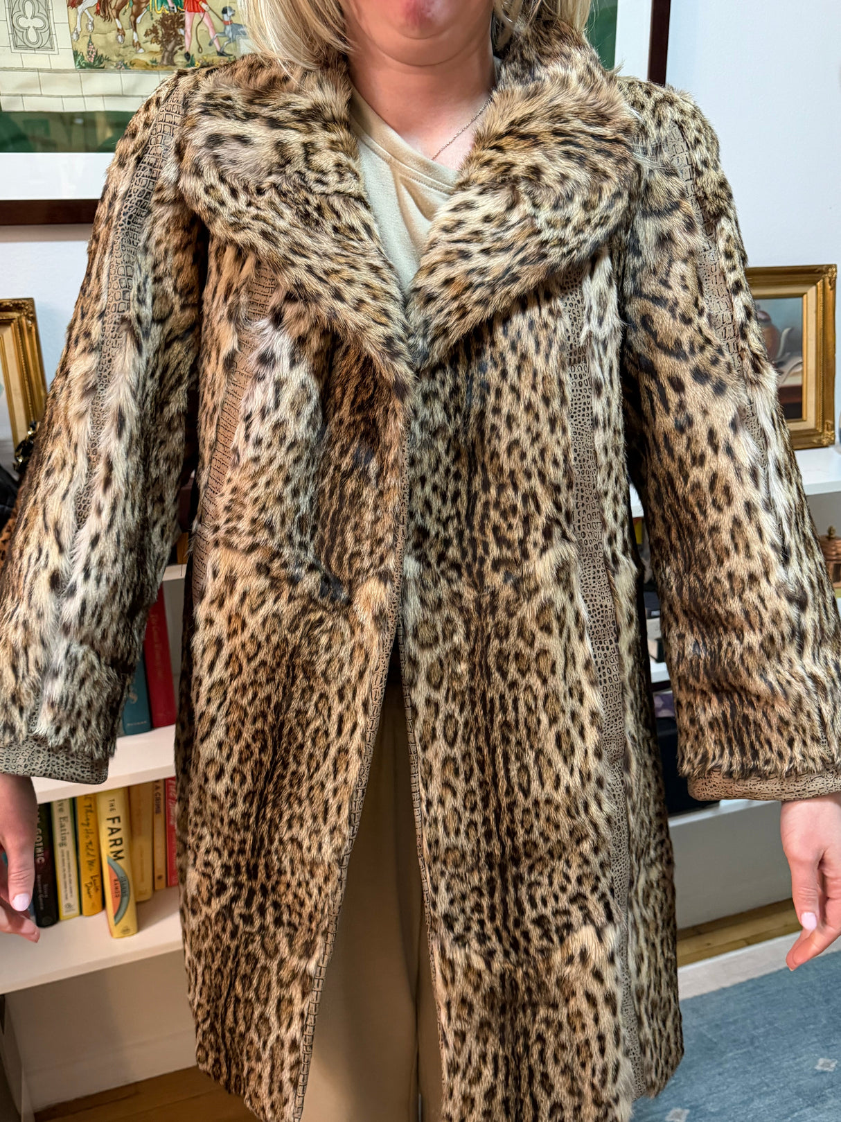 Rare Leopard Fur with Leather Trim Jacket