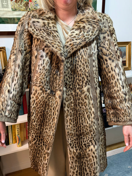 Rare Leopard Fur with Leather Trim Jacket