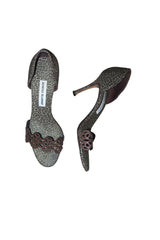 Manolo Blahnik leopard heels with laser cut detail (39.5)