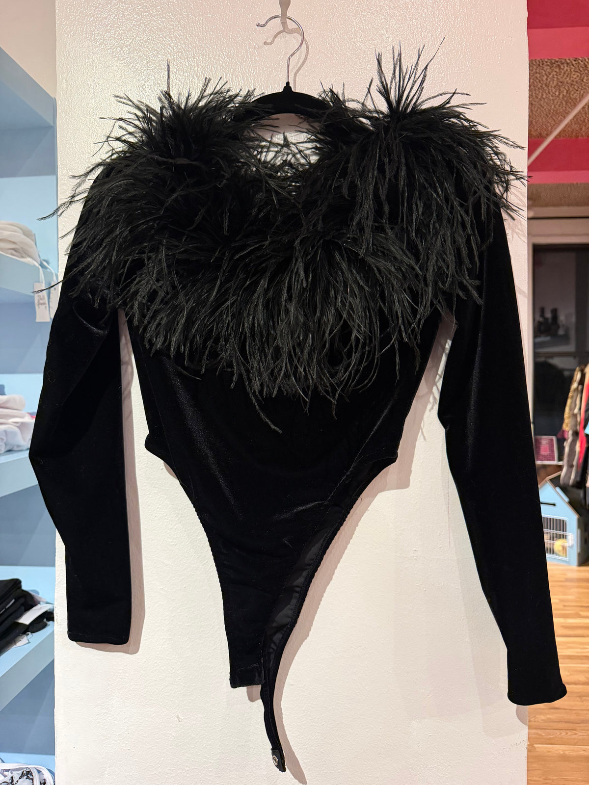 Black ostrich feather shirt