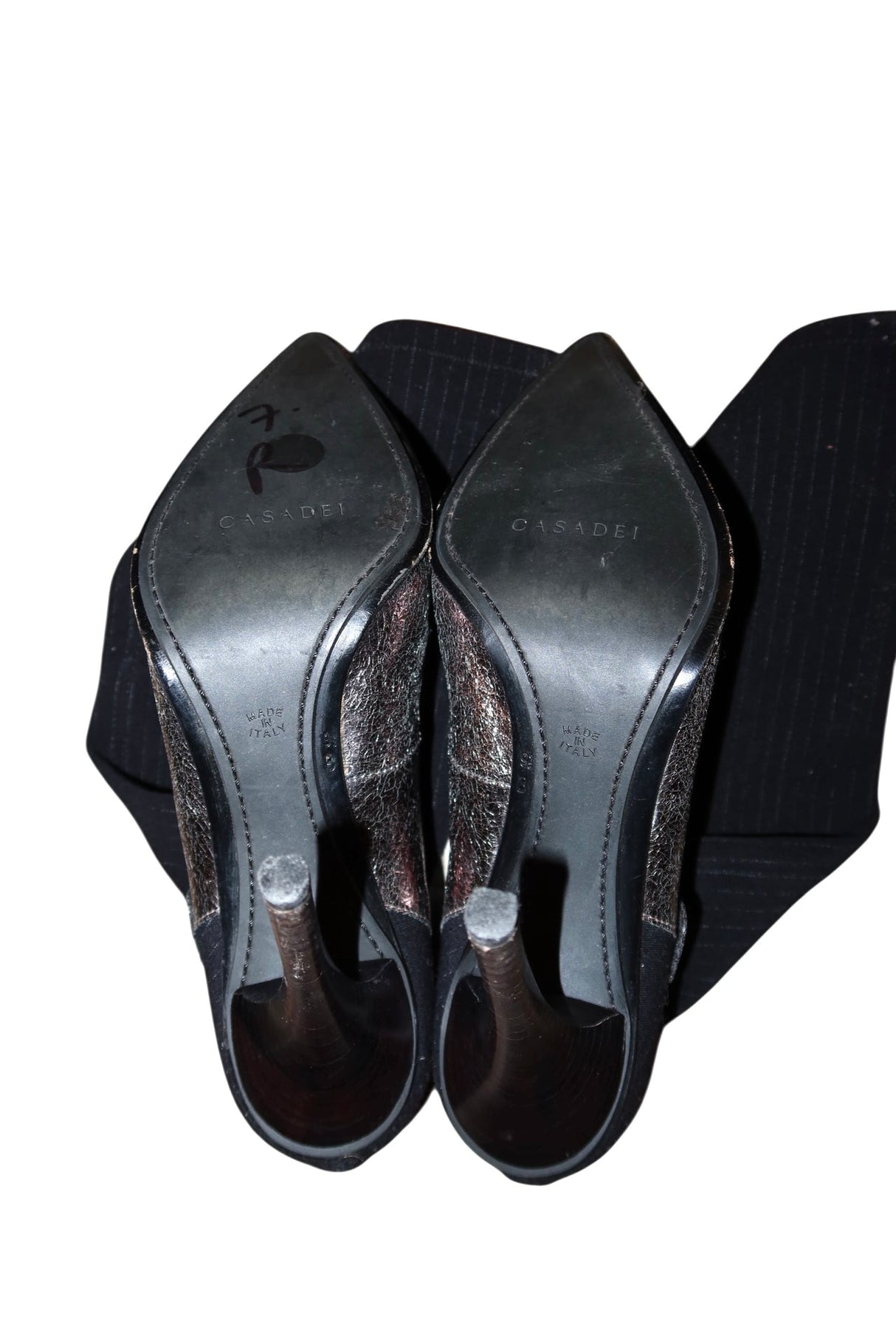 Casadei black pinstripe boots with silver details (9.5)