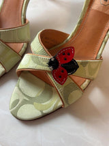 Coach US 8 Sage Green Monogram Canvas Mule Sandal