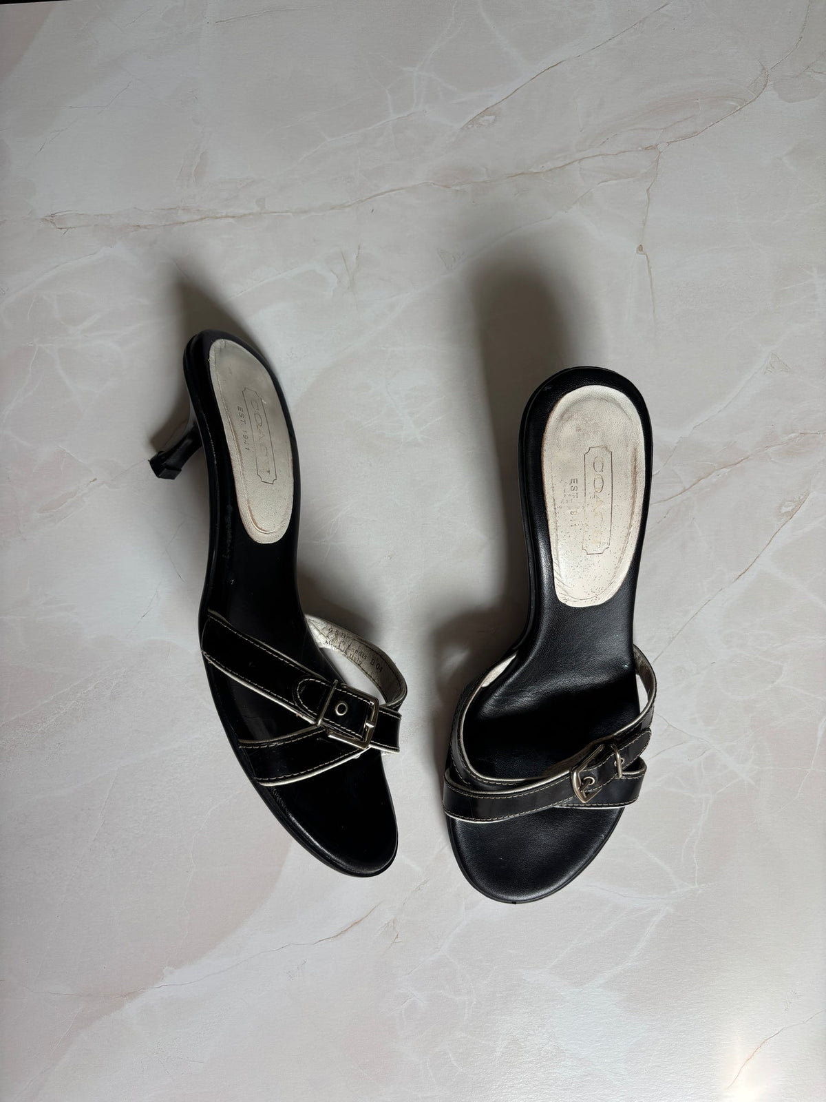 Coach US 9 Black Leather Slide Sandal
