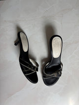 Coach US 9 Black Leather Slide Sandal