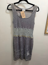 Blue 90s crushed velvet dress with beaded bodice - SKU TUV #99795
