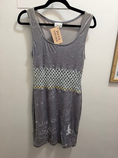 Blue 90s crushed velvet dress with beaded bodice - SKU TUV #99795