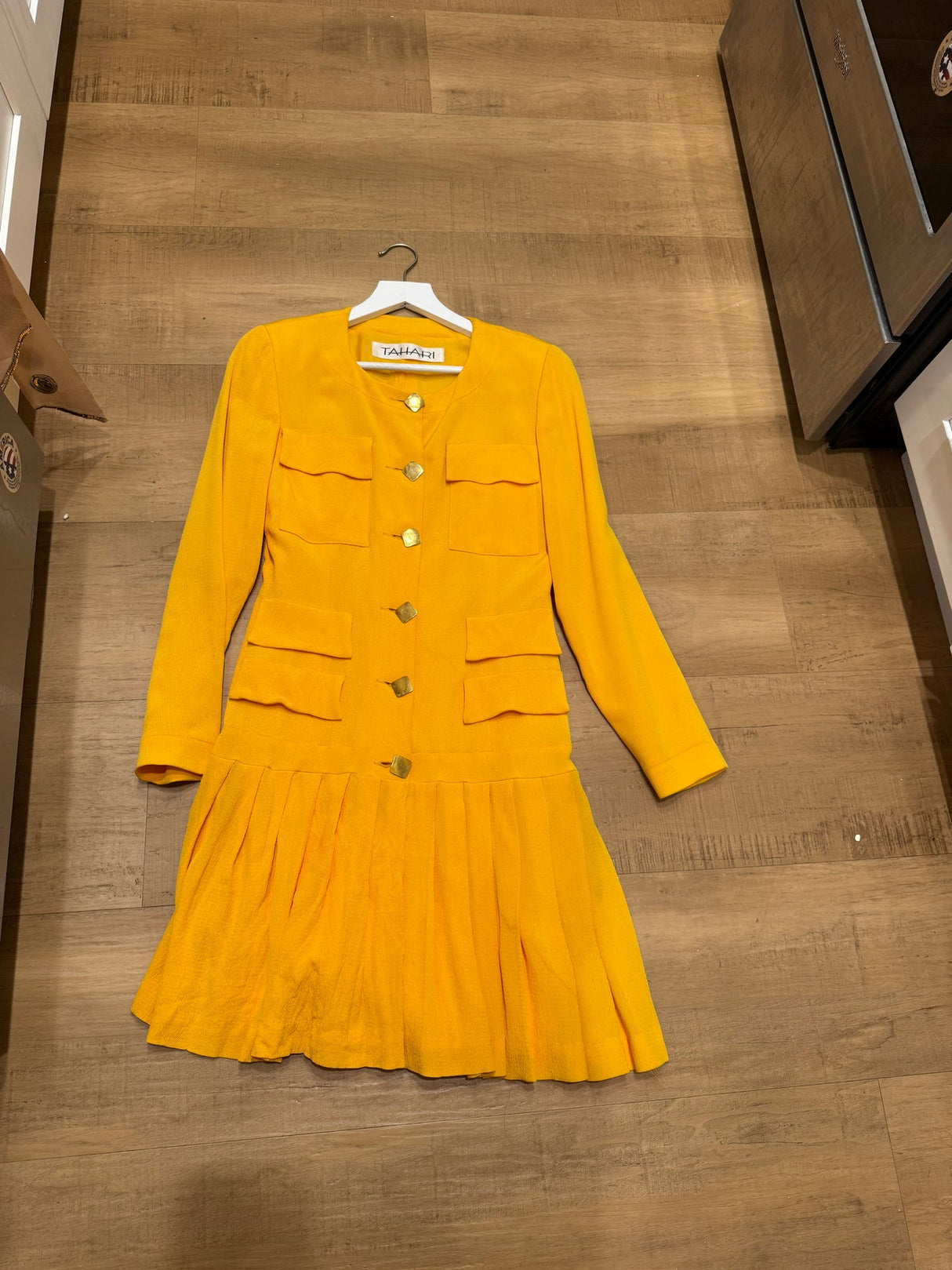 Tahari Yellow Mini Dress