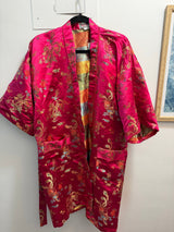 100% silk pink Asian style robe with belt