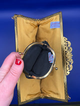 Jolles Original Austrian Petit Point Evening Bag w/matching mini floral coin purse